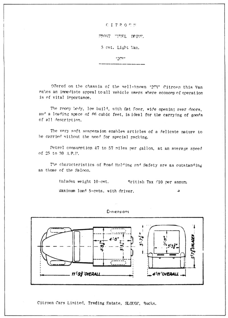 Slough-built Citro�n 2CV 5 cwt. van